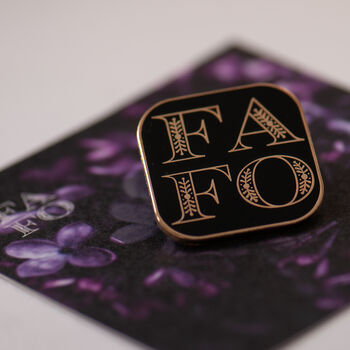 Fafo Square Enamel Pin Black Or White, 4 of 12