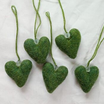 Fair Trade Mini Felt Heart Hanging Decoration, 7 of 12