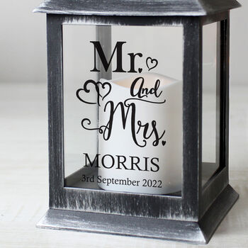 Personalised Mr And Mrs Black Candle Lantern, 2 of 4