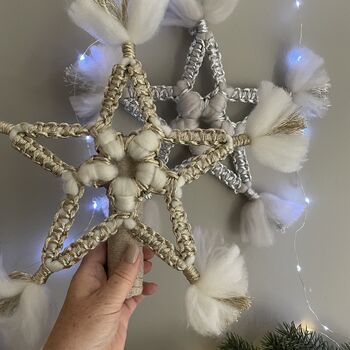 Star Tree Topper Or Wall Decoration Macramé Kit, 3 of 5