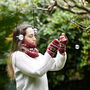 Fair Trade Snowflake Wool Wristwarmer Fingerless Gloves, thumbnail 5 of 8