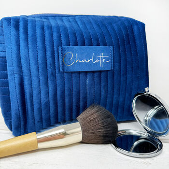 Personalised Ribbed Velvet Box Make Up Bag, 3 of 11