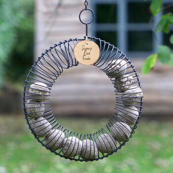 Personalised Charcoal Grey Ring Garden Bird Feeder, 3 of 7