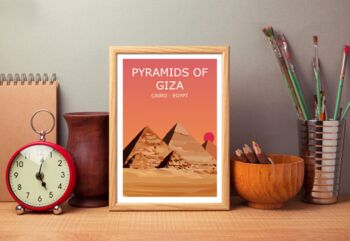 Pyramids Of Giza Egyptian Landscape Art Print, 4 of 4