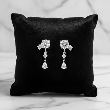 Gold Or Silver Women's Dainty Cluster Drop Stud Earrings, 2 of 6