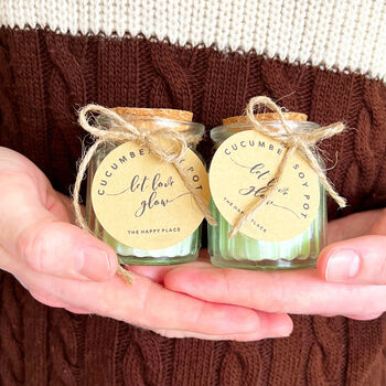 Fresh Cucumber Scent Soy Candles Set Of Two, 4 of 10