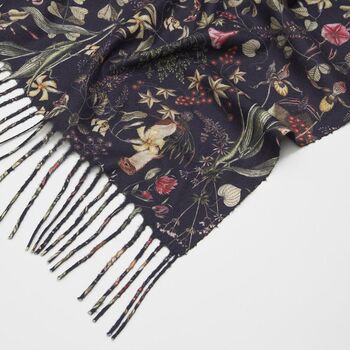 Wolf Garden Navy Scarf With Tassels, 3 of 4