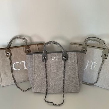 Personalised Stone Large Monogram Chain Tote School Bag, 9 of 11