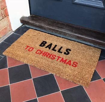 'Balls To Christmas' Coir Doormat, 2 of 2