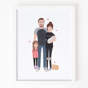Hand Painted Personalised Family Portrait, 3 of 6