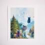 Pastel Cats In The Mountains Cat Giclee Print, thumbnail 4 of 4
