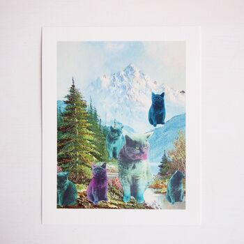 Pastel Cats In The Mountains Cat Giclee Print, 4 of 4