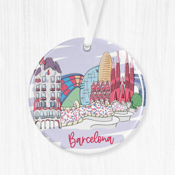 Personalised Barcelona Skyline Ceramic Ornament, 2 of 5