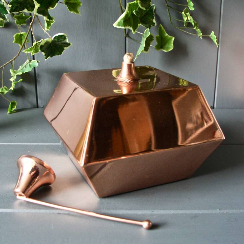 Square Copper Tabletop Oil Lantern By London Garden Trading