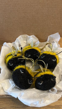 Handmade Needle Felted Bumble Bee Hanger, 3 of 6
