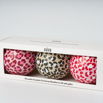 Trio Of Baubles In Swedish Design Filled With Swedish Candy, 12 of 12