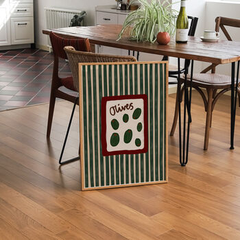 Olives Striped Kitchen Wall Art Print, 7 of 8
