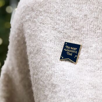 The Most Wonderful Time Midnight Blue Enamel Pin Badge, 2 of 12