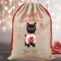 Personalised Valentine Cat Love Heart Sack, thumbnail 3 of 12