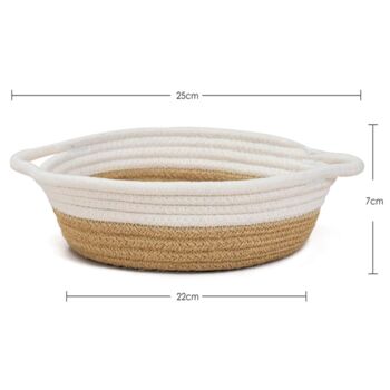 Pack Of Two Small Woven Cotton Rope Baskets Jute, 3 of 4