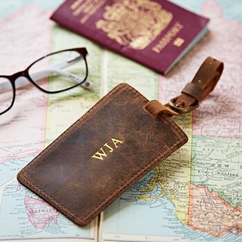 Personalised Buffalo Leather Luggage Tag, 2 of 10