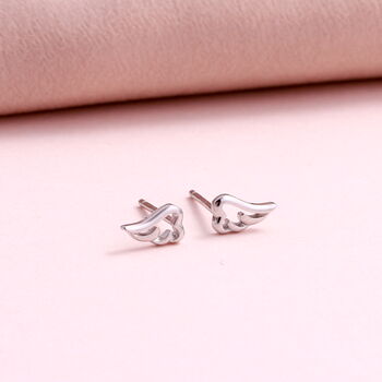 Sterling Silver Cutout Angel Wing Earrings, 3 of 7