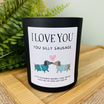 Personalised Silly Sausage Valentines Candle Gift, 2 of 11