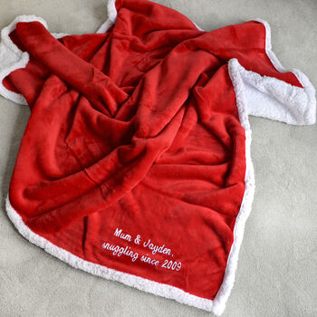Personalised Red And White Super Soft Blanket, 3 of 4