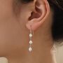Oval Pearl Trio Drop Hook Earrings, thumbnail 4 of 10