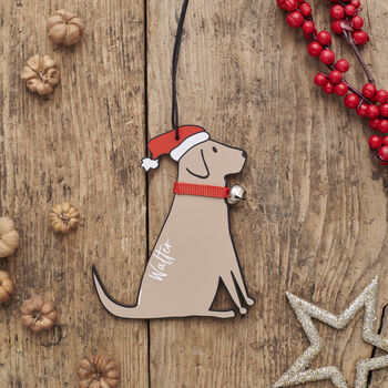 Chocolate Labrador Dog Christmas Decoration Personalisation Available, 2 of 3