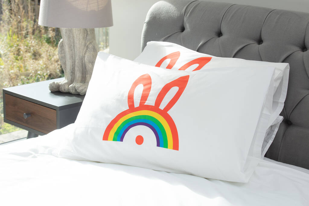 Rainbow Bunny Pillowcase, 1 of 4