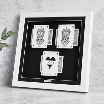 Personalised Lesbian Couples Gift Royal Lioness Playing Cards Frame, 4 of 9