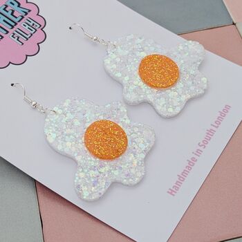 Large Fried Egg Earrings, 3 of 4
