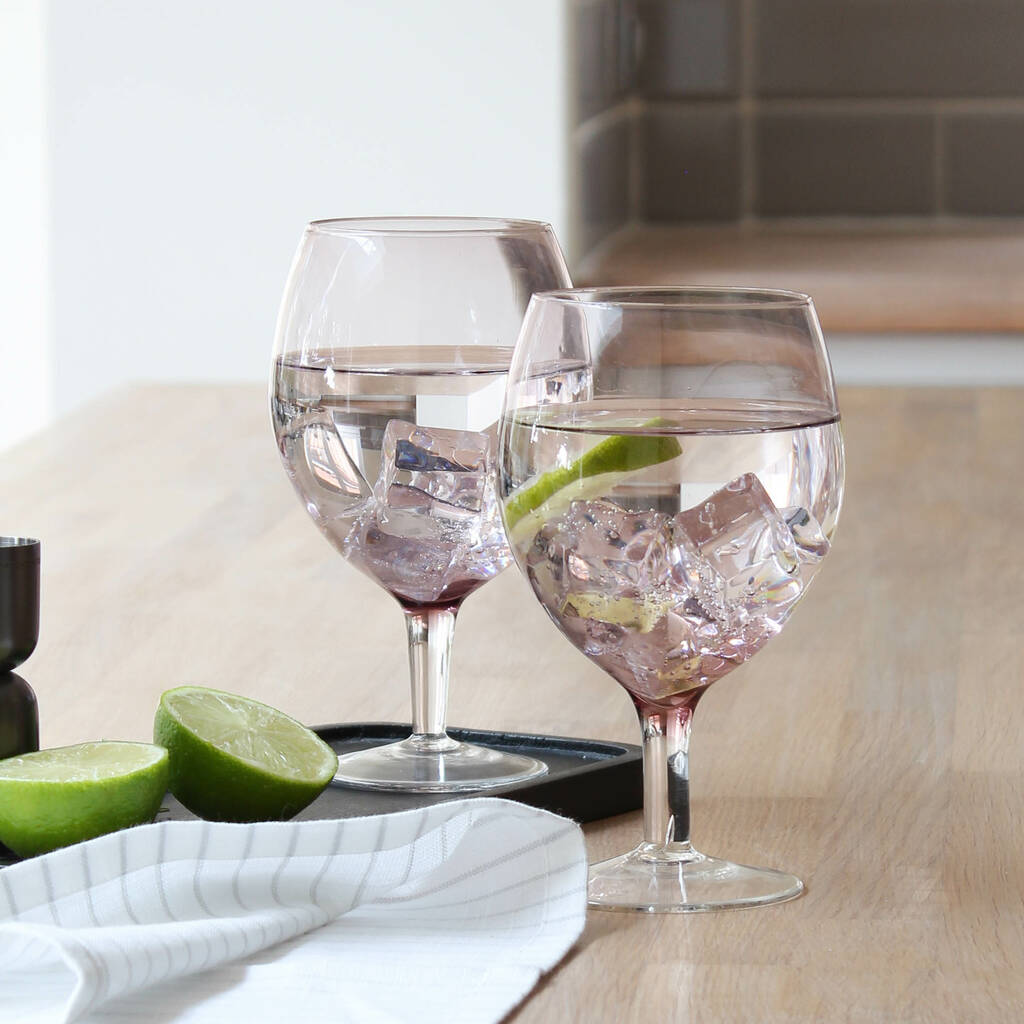 Two Dusky Pink Gin Glasses By Marquis & Dawe