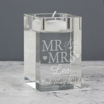 Personalised Mr And Mrs Wedding Tea Light Holder, 3 of 6