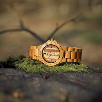Bamboo Rambler Watch With Bamboo Strap, 5 of 7