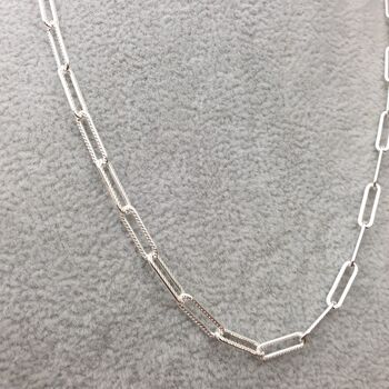 Sterling Silver Textured Paperclip Chain, 3 of 6