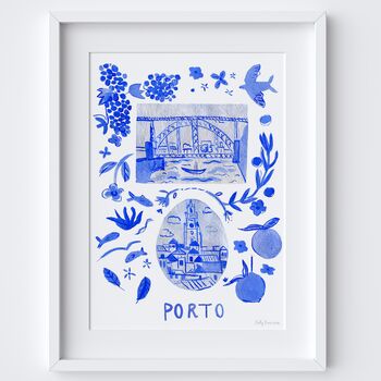 Porto Blue Portuguese 'Azulejo' Painted Scene Art Print, 2 of 3