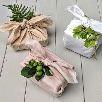 Reusable Furoshiki Gift Wrap Natural Linen Cloth, 5 of 10