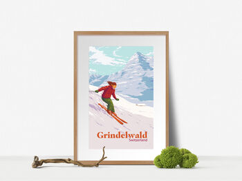 Grindelwald Ski Resort Switzerland Travel Poster Print, 4 of 8