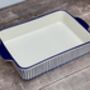 Blue And White Striped Rectangular Baking Dish, 34cm, thumbnail 3 of 4