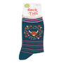 Highland Cow Floral Wreath Striped Bamboo Ankle Socks Women's Green, thumbnail 2 of 3