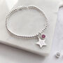 Sterling Silver Clasp Bracelet Personalised Mini Star And Birthstone, thumbnail 1 of 9