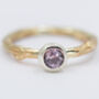 Purple Sapphire Yellow Gold Engagement Ring, thumbnail 3 of 5
