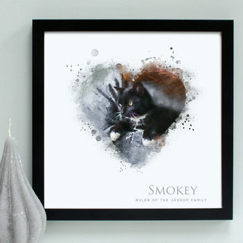 Personalised Cat Heart Portrait Framed Print, 4 of 5