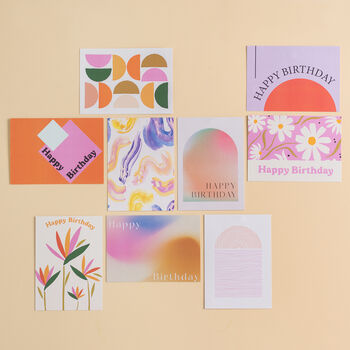Set Of 10 Bright And Colourful Birthday Postcards, 5 of 10