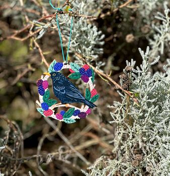 Blackbirds And Blackberries Christmas Decoration, 3 of 4