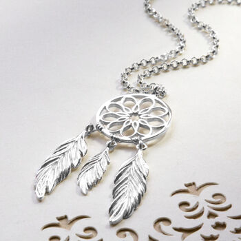 Silver Dream Catcher Necklace, 2 of 3