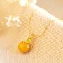 Tiny Orange Pendant Necklace In Gold Plating, thumbnail 3 of 7