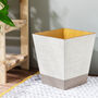 Wooden Waste Paper Bin Hessian Taupe, thumbnail 1 of 5
